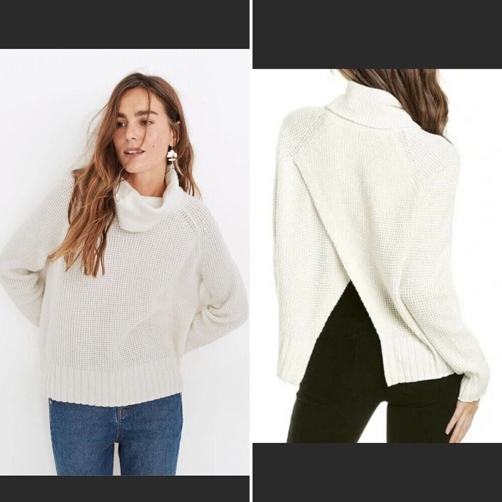 Madewell Eastbrook Turtleneck Cross Back Sweater‎ Small Ivory Womens​​​​​​